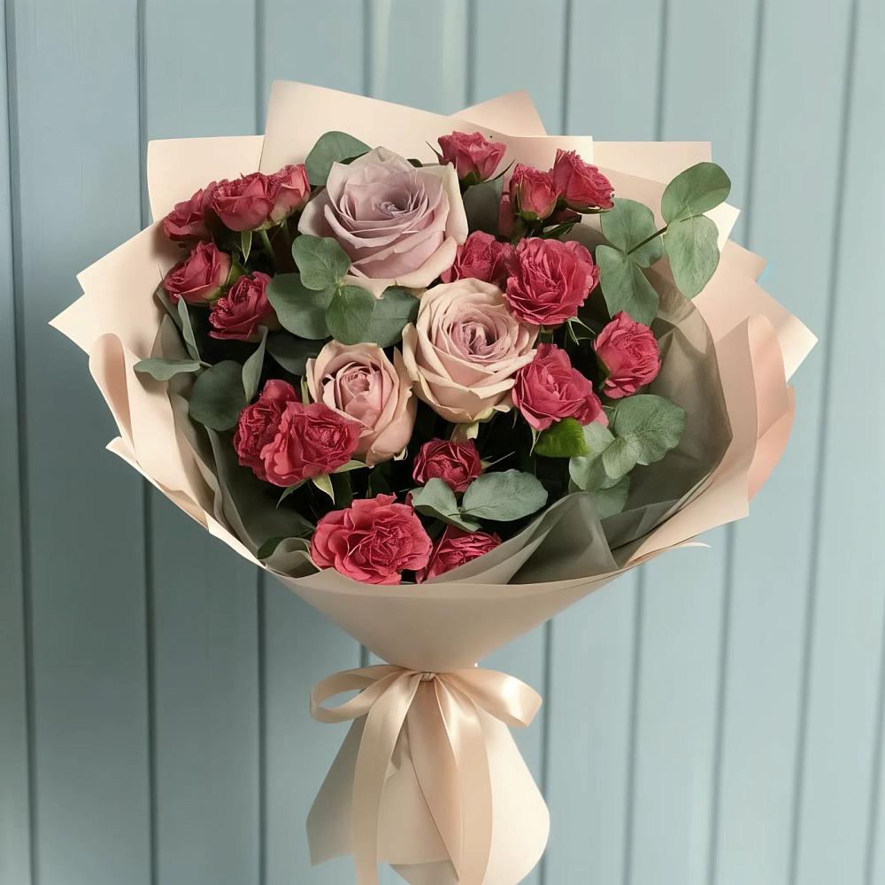 Букет цветов из: Гвоздики и Розы в Солнечном Красноярского края