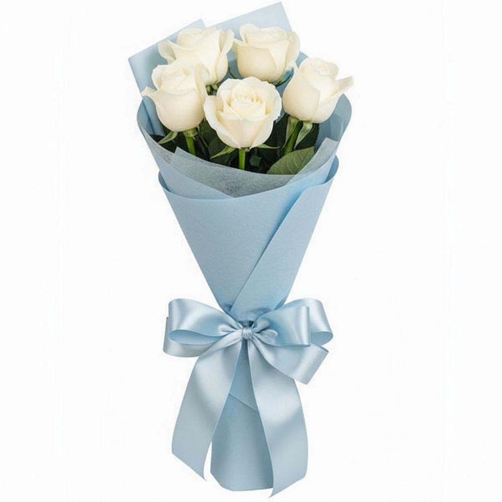 Букет 5 Белых роз Проуд в Солнечном Красноярского края