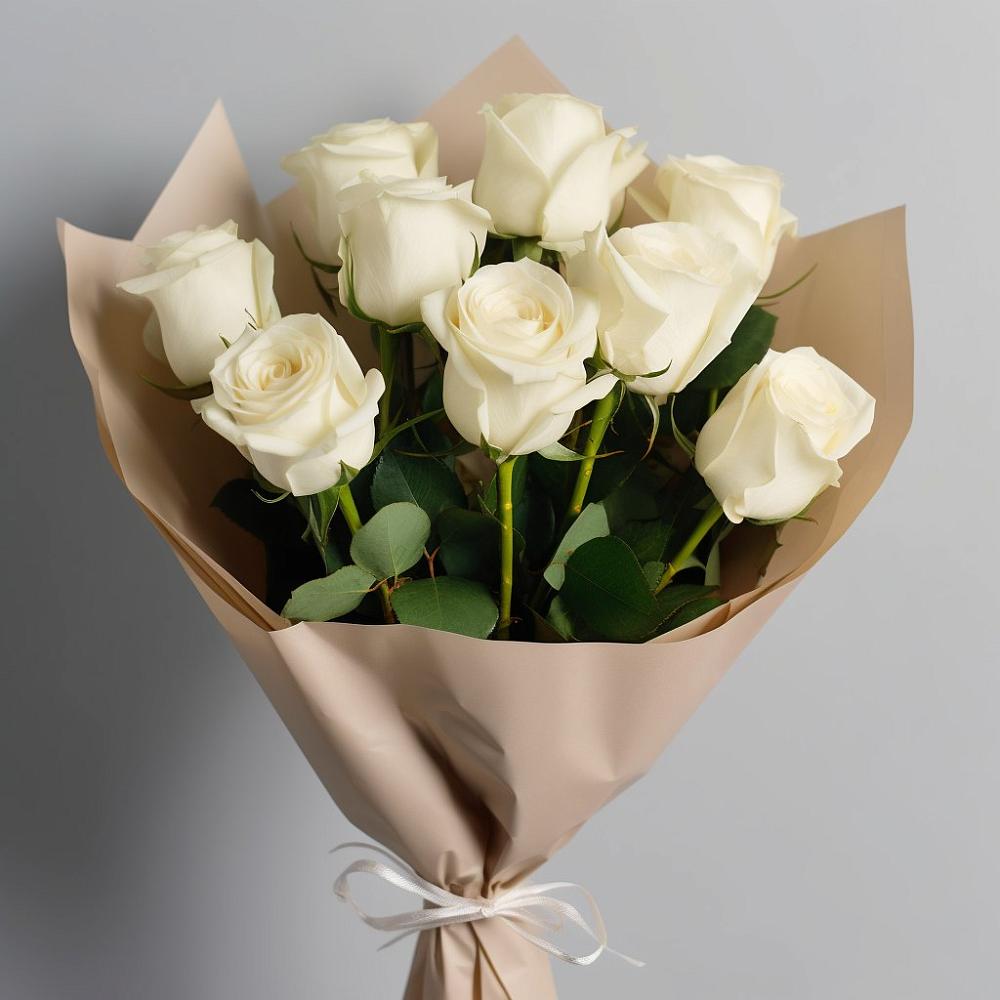 Букет 9 Белых роз Эдлесс Лав в Солнечном Красноярского края