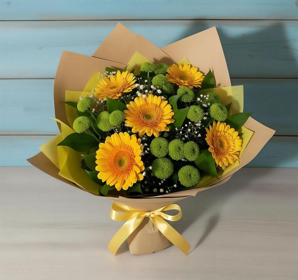 Букет цветов из: Герберы и Хризантемы в Солнечном Красноярского края