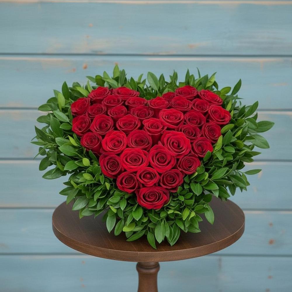 Цветочная композиция из Розы в виде сердца в Солнечном Красноярского края