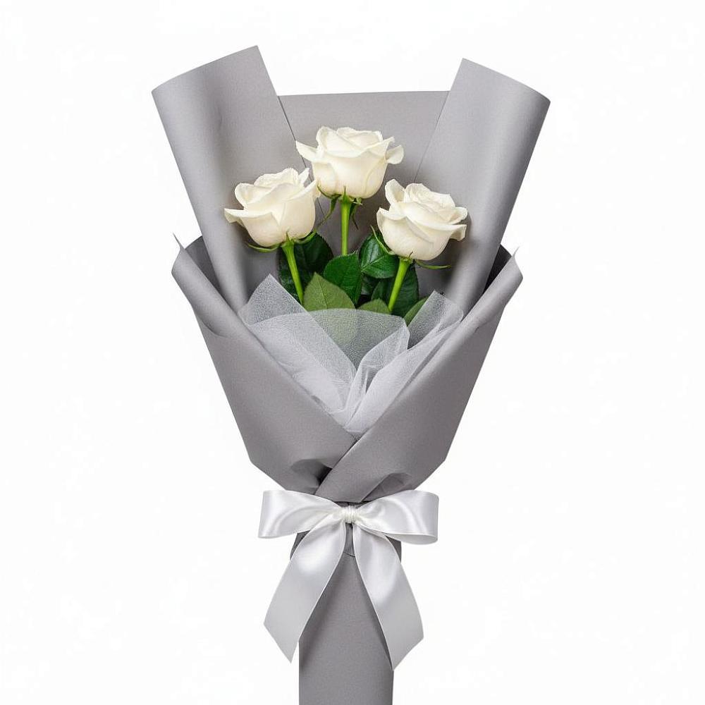 Букет 3 белые розы в Солнечном Красноярского края