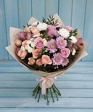 Букет цветов из:  Хризантемы, Розы и Альстромерии в Солнечном Красноярского края