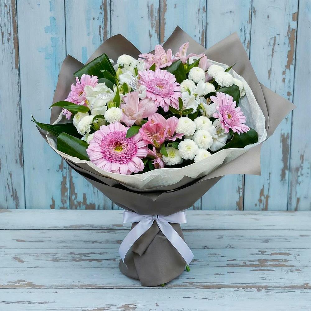 Букет цветов из: Герберы, Альстромерии и Хризантемы в Солнечном Красноярского края