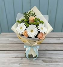 Букет цветов из:  Герберы, Розы и Хризантемы в Солнечном Красноярского края