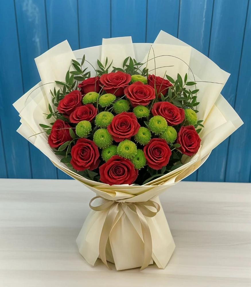 Букет цветов из: Розы и Хризантемы в Солнечном Красноярского края